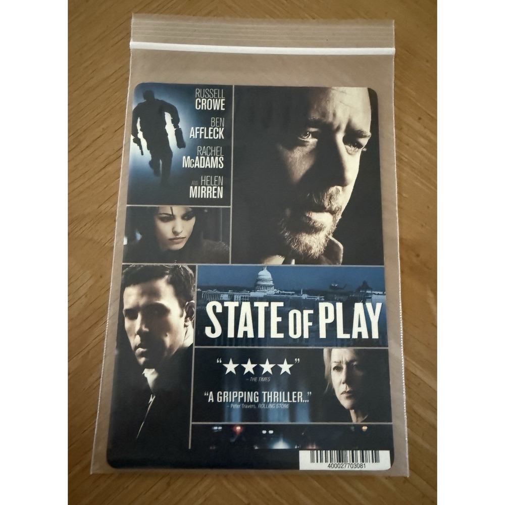 State of Play Backer Card NOT DVD/MOVIE Russell Crowe Rachel McAdams Ben Affleck